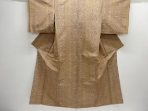 花更紗模様織り出し手織り紬着物